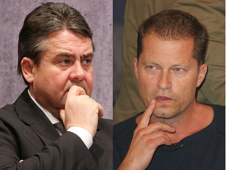 Haben sich über Fremdenfeindlichkeit in Deutschland ausgetauscht: Sigmar Gabriel (l.) und Til Schweiger