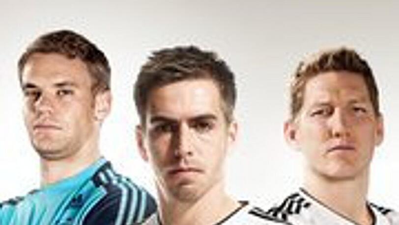 Philipp Lahm, Bastian Schweinsteiger und Manuel Neuer - Spieler der deutschen Nationalelf Philipp Lahm, Bastian Schweinsteiger und Manuel Neuer - Spieler der deutschen Nationalelf