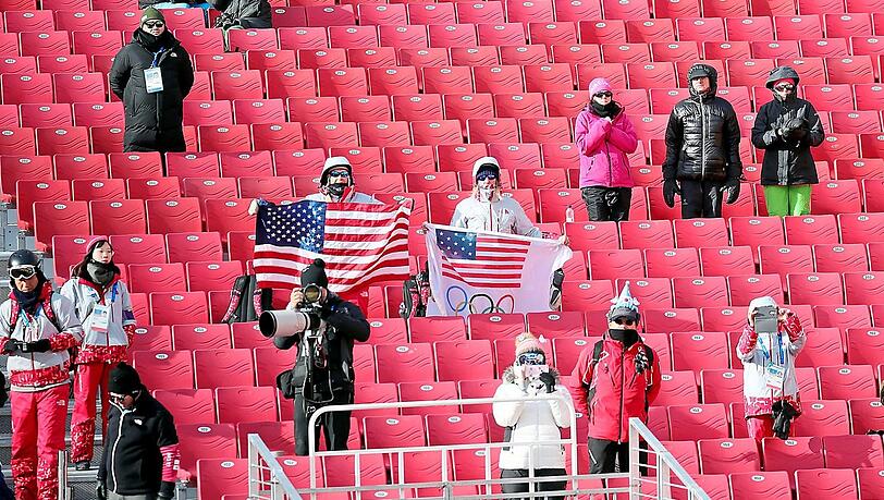 Spärlich gefüllte Ränge: Ein gewohntes Bild bei den Spielen in Pyeongchang, hier eine Aufnahme vom Riesenslalom der Frauen. Spärlich gefüllte Ränge: Ein gewohntes Bild bei den Spielen in Pyeongchang, hier eine Aufnahme vom Riesenslalom der Frauen.