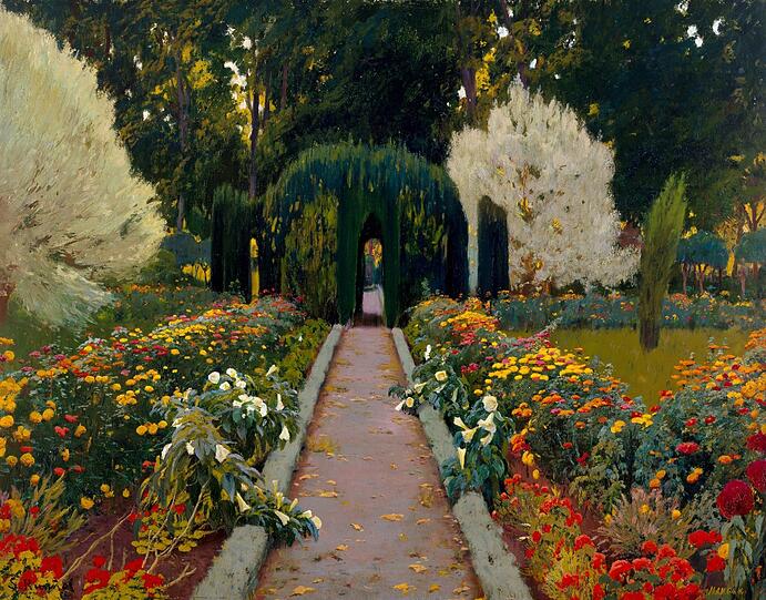 Santiago Rusi&ntilde;ol hat 1907 den Garten von Aranjuez gemalt. Sehnsuchtsort mit dem Charme der Verg&auml;nglichkeit.
