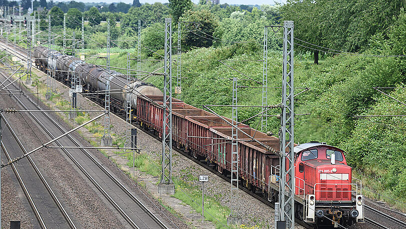 Der Bahnsurfer stürzte während der Fahrt von einem solchen Güterzug und fiel auf die Gleise. (Archivbild) Der Bahnsurfer stürzte während der Fahrt von einem solchen Güterzug und fiel auf die Gleise. (Archivbild)