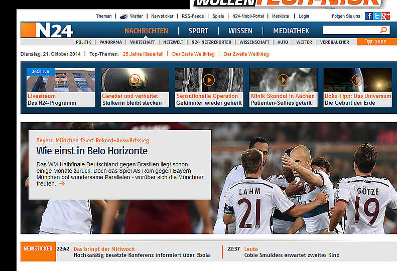"Wie einst in Belo Horizonte" titelt "N24"