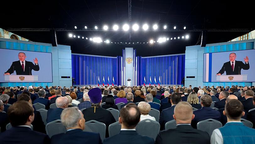 Der russische Präsident Wladimir Putin während seiner Rede zur Lage der Nation in Moskau.