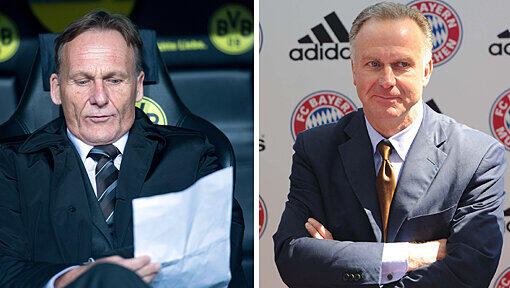 BVB-Geschäftsführer Hans-Joachim Watzke (l.) und FCB-Vorstandsboss Karl-Heinz Rummenigge sind beide beim Sportbusiness-Kongress in Düsseldorf zu Gast. BVB-Geschäftsführer Hans-Joachim Watzke (l.) und FCB-Vorstandsboss Karl-Heinz Rummenigge sind beide beim Sportbusiness-Kongress in Düsseldorf zu Gast.