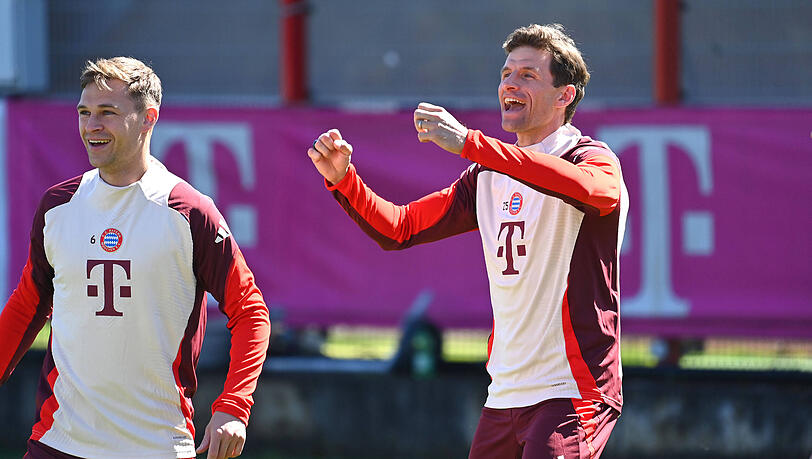 Hatte im Abschlusstraining vor dem Duell gegen Inter Mailand reichlich Spaß: Thomas Müller. Hatte im Abschlusstraining vor dem Duell gegen Inter Mailand reichlich Spaß: Thomas Müller.
