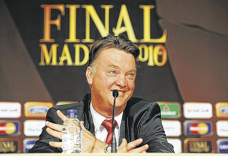 Der bestenes gelaunte Louis van Gaal sorgte für die meisten Lacher bei der Pressekonferenz.