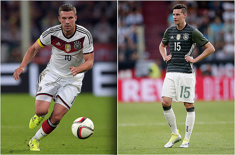 Nach dem Ausfall von Reus sind sie Alternativen für das linke Mittelfeld: Lukas Podolski (l.) und Julian Draxler.