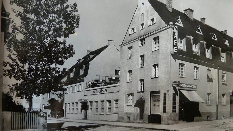 Die Konditorei und das Café an der Ecke Orff- und Ruffinistraße 1954.