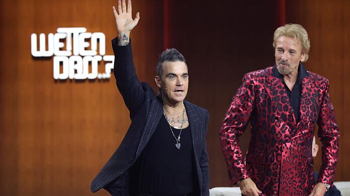 Robie Williams (li.) war der größte Star, der "Wetten, dass..?" und Thomas Gottschalk die Ehre gab.
