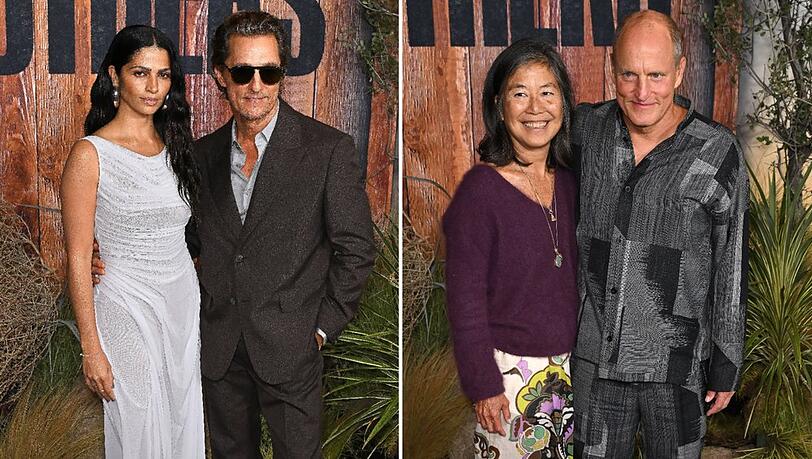 Matthew McConaughey posierte mit Ehefrau Camila Alves (l.). Woody Harrelson ließ sich mit Ehefrau Laura Louie ablichten. Matthew McConaughey posierte mit Ehefrau Camila Alves (l.). Woody Harrelson ließ sich mit Ehefrau Laura Louie ablichten.