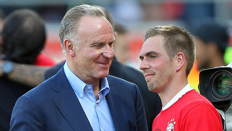 Karl-Heinz Rummenigge (links) hält große Stücke auf Philipp Lahm. Karl-Heinz Rummenigge (links) hält große Stücke auf Philipp Lahm.