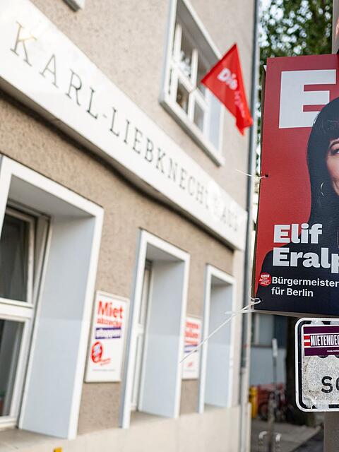 Linke Spitzenkandidatin Elif Eralp k&ouml;nnte die n&auml;chste Regierende B&uuml;rgermeisterin in Berlin werden. (Archivbild)