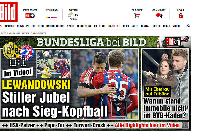 Die Bild rückt den dezenten Jubel des Torschützen in den Vordergrund.