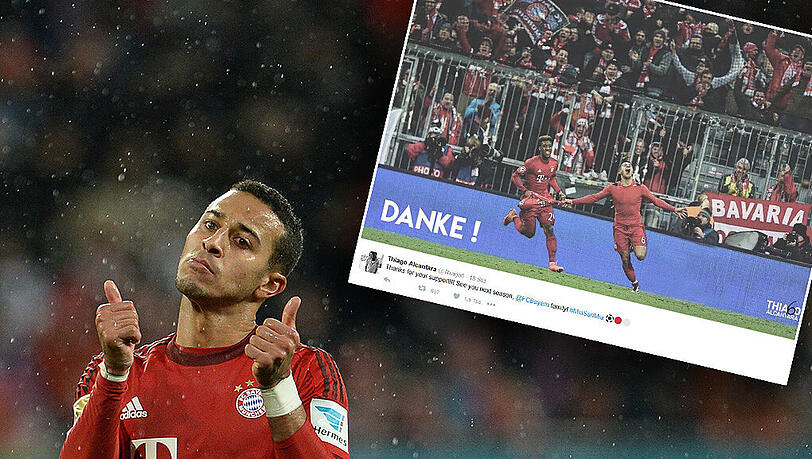 Daumen hoch für den Verbleib bei den Bayern: Thiago bekannte sich am Mittwoch zum FCB. (Archivbild) Daumen hoch für den Verbleib bei den Bayern: Thiago bekannte sich am Mittwoch zum FCB. (Archivbild)