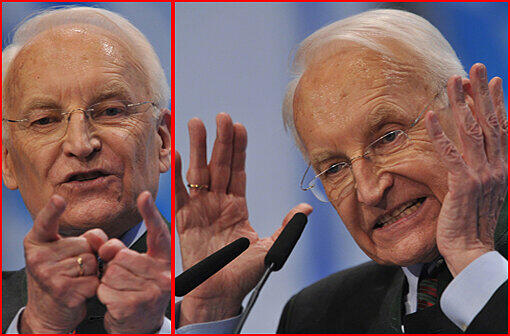 Ohne Worte: Stoiber und seine legendäre Gestik.