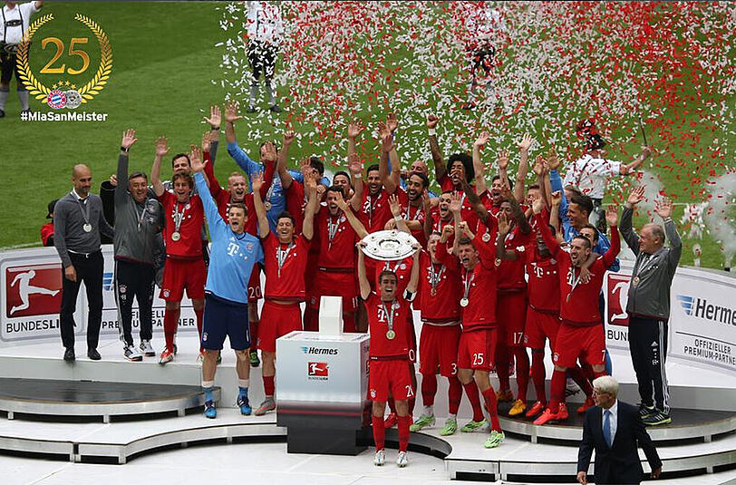 Die besten Bilder der Bayern-Meisterparty in der Allianz Arena.