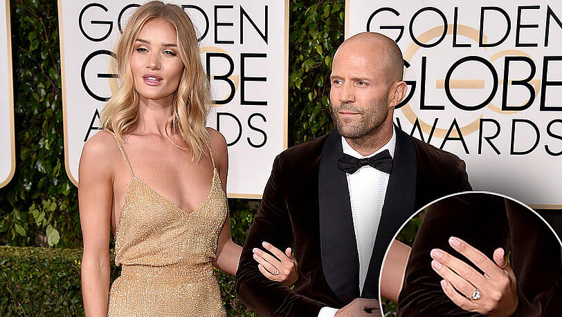 Stolz präsentierte Rosie Huntington-Whiteley an der Seite von Jason Statham ihren Verlobungsring Stolz präsentierte Rosie Huntington-Whiteley an der Seite von Jason Statham ihren Verlobungsring