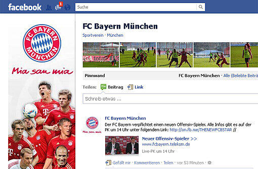 Die Facebook-Präsenz des FC Bayern