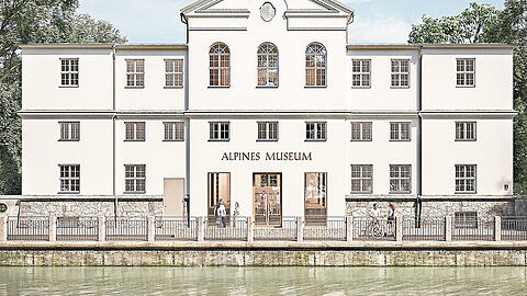 Nach der Sanierung soll das Alpine Museum wieder eine klarere Architektur zur Straße hin bekommen. Visualisierungen: Feil Architekten
