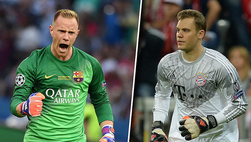 Marc-André ter Stegen setzte sich im Torhüter-Duell gegen Manuel Neuer durch. Marc-André ter Stegen setzte sich im Torhüter-Duell gegen Manuel Neuer durch.