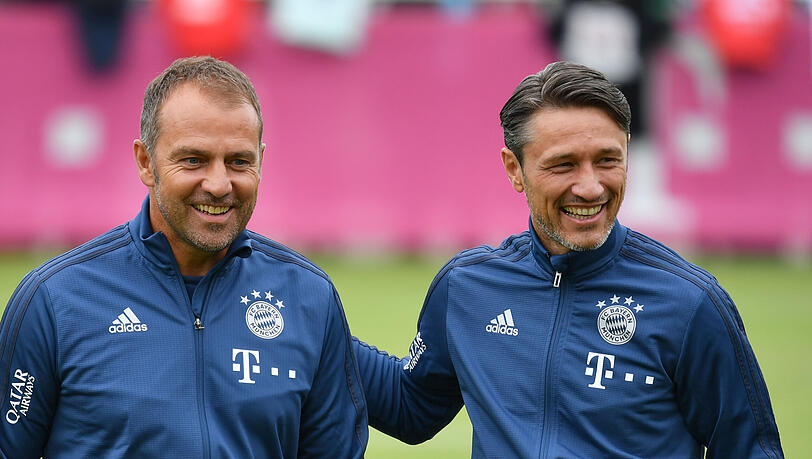 Der Triple-Trainer und sein Vorgänger beim FC Bayern: Hansi Flick (l.) und Niko Kovac.