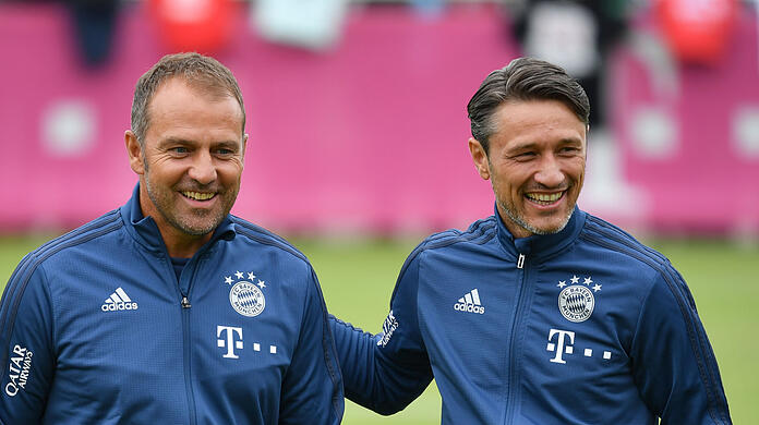 Der Triple-Trainer und sein Vorgänger beim FC Bayern: Hansi Flick (l.) und Niko Kovac.