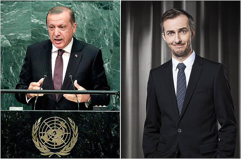 Der türkische Präsident Recep Tayyip Erdogan (l.) akzeptiert die Einstellung der Ermittlungen gegen ZDF-Moderator Jan Böhmermann nicht