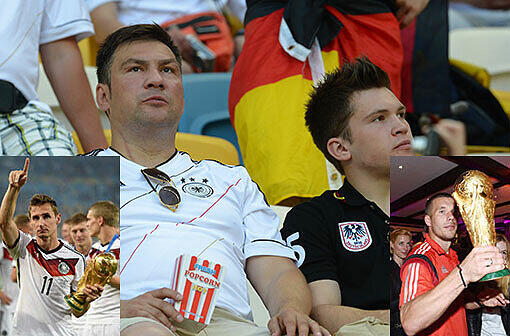Ex-Box-Weltmeister Dariusz Michalczewski im Deutschland-Trikot mit Sohn Nicolas. Kleine Bilder: die WM-Helden mit polnischen Wurzeln Miroslav Klsoe (l.) und Lukas Podolski.