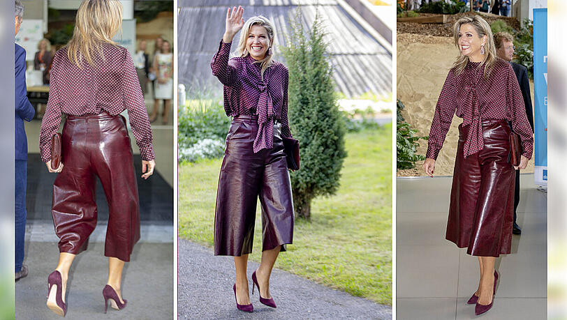 Königin Máxima strahlt mit ihrem Lack-Outfit um die Wette. Königin Máxima strahlt mit ihrem Lack-Outfit um die Wette.