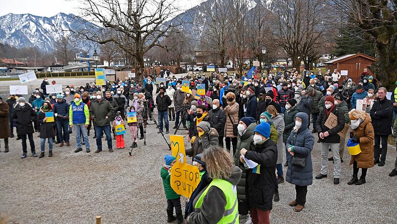 Protestkundgebung gegen den Ukraine-Krieg am Tegernsee.