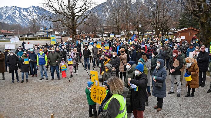 Protestkundgebung gegen den Ukraine-Krieg am Tegernsee.