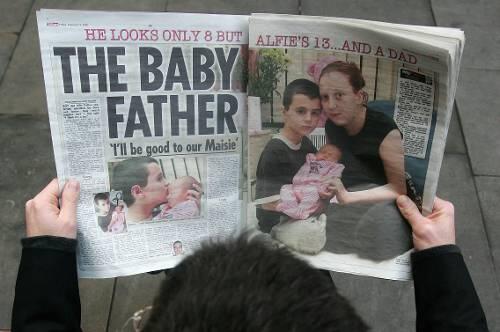 Das Tagesthema in den britischen Medien: Die Berichte über den 13-jährigen Vater