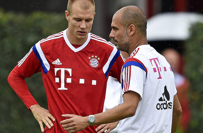 Pep Guardiola und Holger Badstuber im Training: Badstuber brach das Training vorzeitig ab