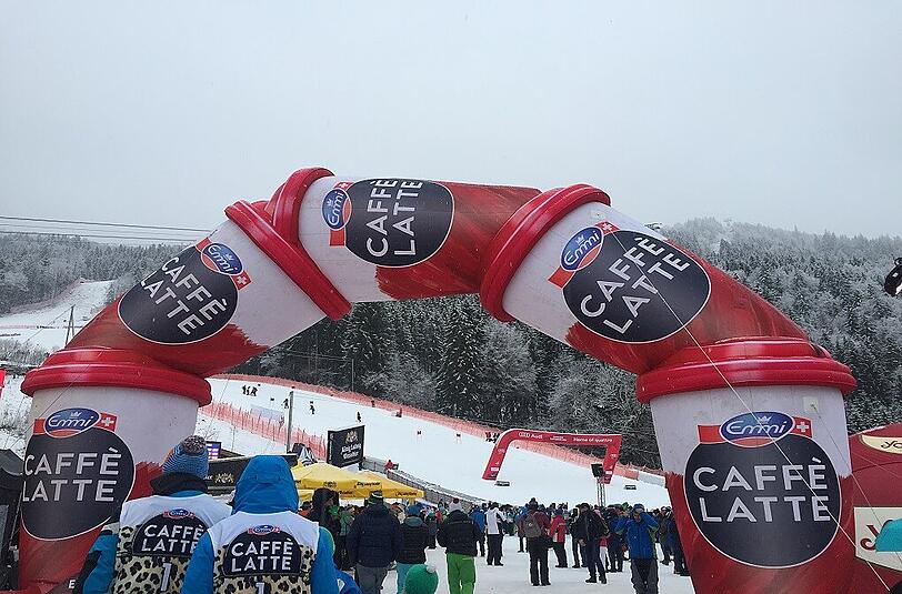 Das Ziel beim Kandahar Weltcup.