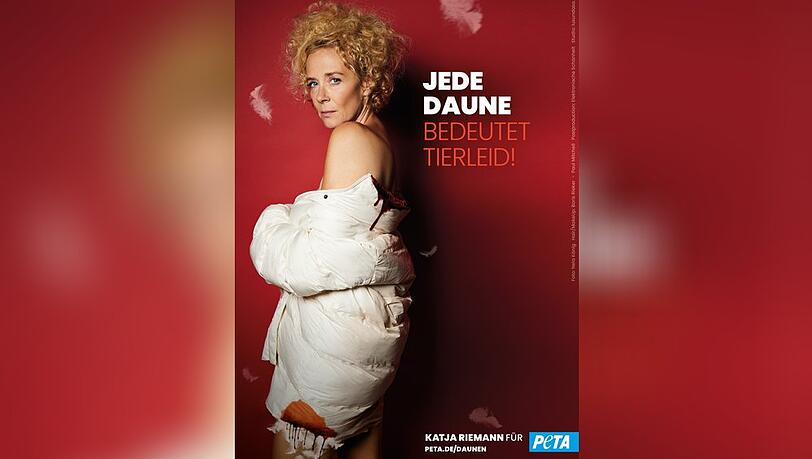 Katja Riemann wirbt mit PETA gegen Daunen. Katja Riemann wirbt mit PETA gegen Daunen.