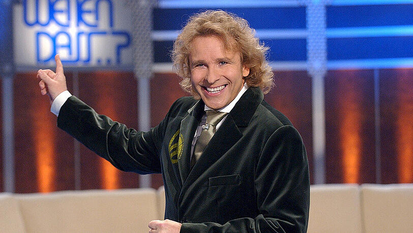 Thomas Gottschalk in der "Wetten, dass..?"-Sendung vom 1. April 2006 in Halle an der Saale Thomas Gottschalk in der "Wetten, dass..?"-Sendung vom 1. April 2006 in Halle an der Saale
