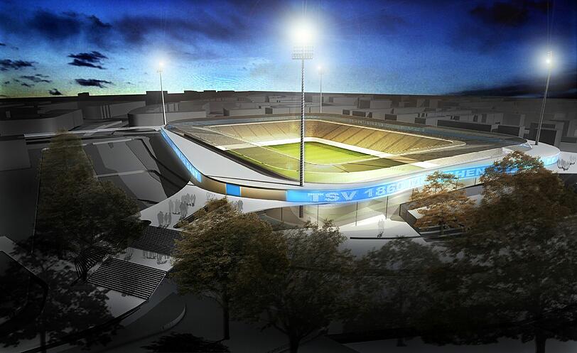 Das Sechzger der Zukunft? Die neue und alte Heimat der Löwen? Ein Entwurf der &bdquo;Projektgruppe Stadionzukunft&ldquo;.