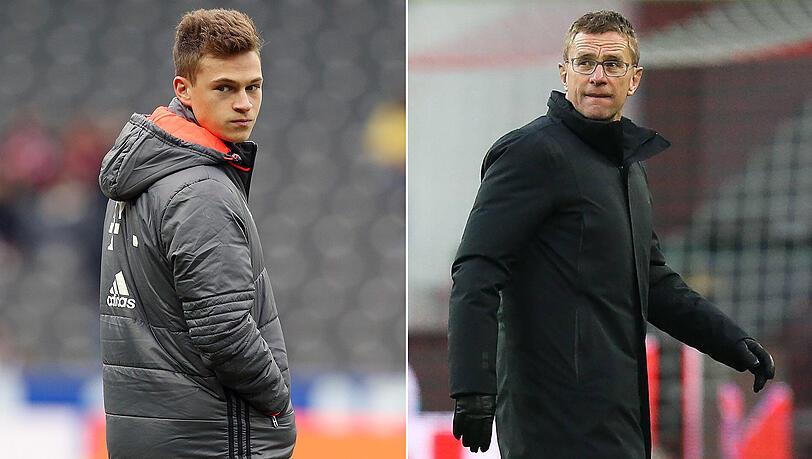 RB-Sportdirektor Ralf Rangnick (rechts) glaubt nicht, dass Joshua Kimmich nach Leipzig zurückkehrt. RB-Sportdirektor Ralf Rangnick (rechts) glaubt nicht, dass Joshua Kimmich nach Leipzig zurückkehrt.