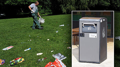 Täglicher Ärger bei schönem Wetter: Arbeiter müssen im Englischen Garten stundenlang liegengelassenen (Party-)Müll wegräumen. Der Big Belly soll für Entlastung sorgen.