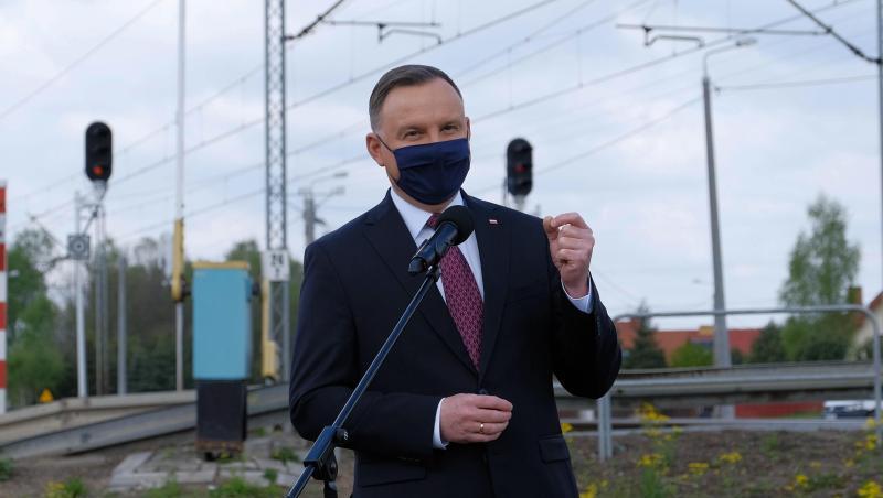 Andrzej Duda, Präsident von Polen, nimmt an einer Pressekonferenz teil. Andrzej Duda, Präsident von Polen, nimmt an einer Pressekonferenz teil.