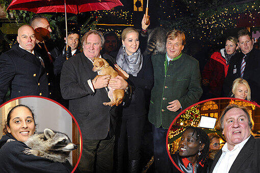Der Schaupieler Gerard Depardieu und seine Tochter sind die Star-Gäste bei der Eröffnung des Weihnachtsmarktes auf Gut Aiderbichl