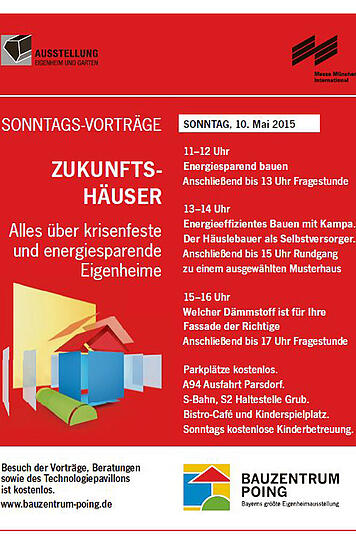Die Vorträge am Sonntag, 10. Mai im Bauzentrum Poing