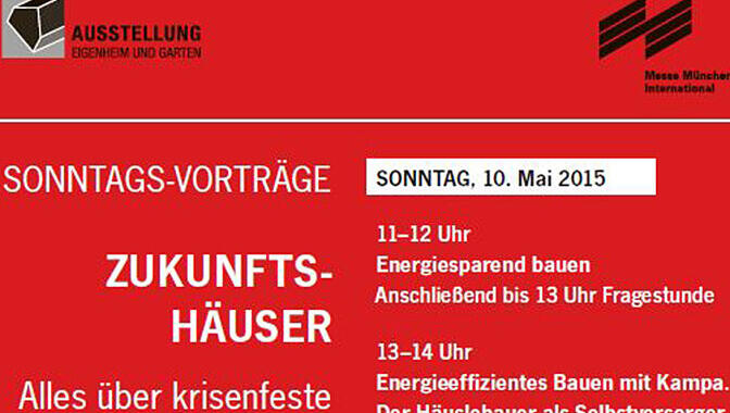 Die Vorträge am Sonntag, 10. Mai im Bauzentrum Poing Die Vorträge am Sonntag, 10. Mai im Bauzentrum Poing
