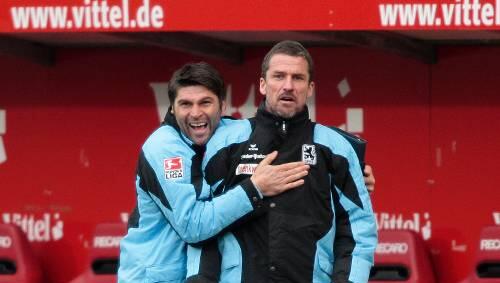 Jubelt mit seinem Co-Trainer Uwe Wolf (l.): Löwen-Coach Marco Kurz. Jubelt mit seinem Co-Trainer Uwe Wolf (l.): Löwen-Coach Marco Kurz.