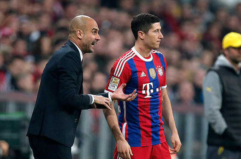 Auf wen soll Bayern-Trainer Guardiola setzen? Robert Lewandowski ist noch immer auf Formsuche.