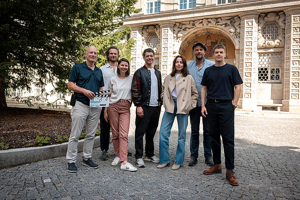 Von links: Produzent Ronald M&uuml;hlfellner, Kameramann Robert von M&uuml;nchhofen, Regisseurin Katharina Bischof, Carlo Ljubek (Rolle: Nikola Buvak), Antje Traue (Rolle: Suzana Saliakas), Redakteur Cornelius Conrad und Ferdinand Hofer (Rolle: Kalli Hammermann).