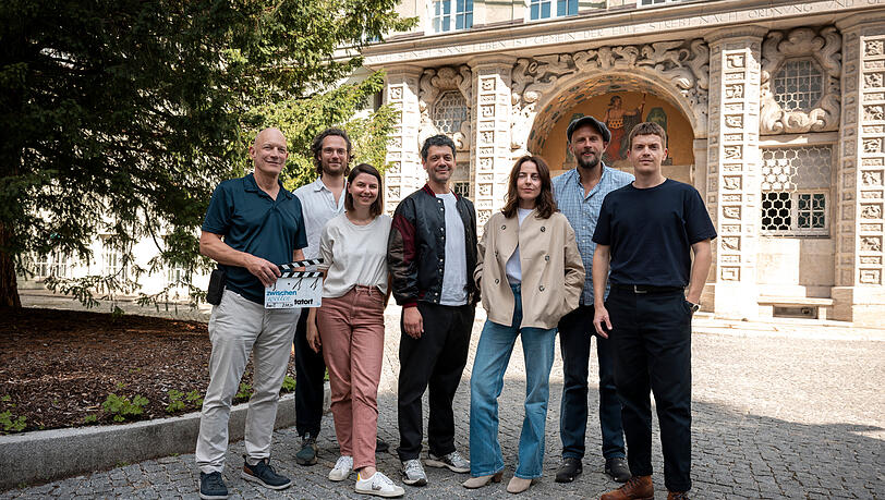Von links: Produzent Ronald M&uuml;hlfellner, Kameramann Robert von M&uuml;nchhofen, Regisseurin Katharina Bischof, Carlo Ljubek (Rolle: Nikola Buvak), Antje Traue (Rolle: Suzana Saliakas), Redakteur Cornelius Conrad und Ferdinand Hofer (Rolle: Kalli Hammermann).