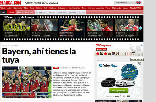 "Marca.com" schreibt: "Bayern, da habt ihr's"