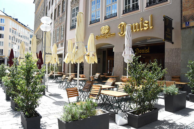 Auch beim Donisl am Marienplatz ist alles bereit.