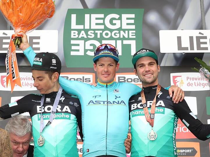 Davide Formolo (l-r), Jakob Fuglsang und Maximilian Schachmann.